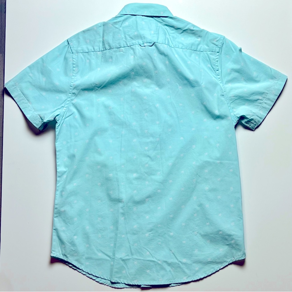 🆕 Denim Flower Palm Tree Short Sleeve Button Down - Med - Picture 4 of 4